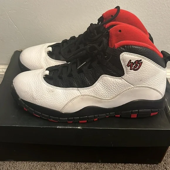 Jordan 10’s Size 10.5 White Black & Red